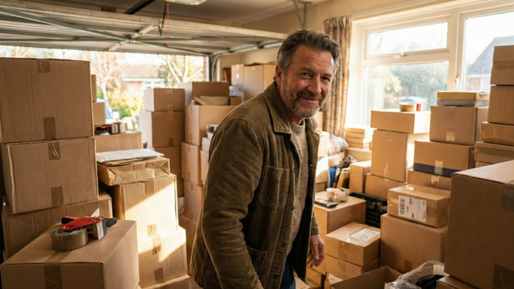 Rick in zijn garage met voorraad