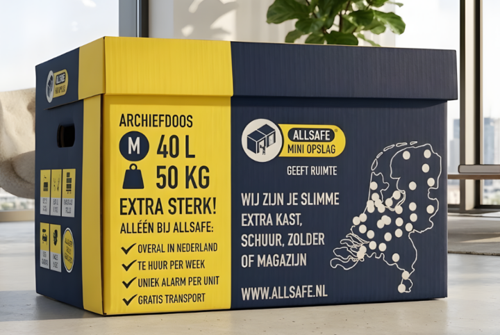 ALLSAFE boekendozen met hoge draagkracht gevuld met ordners.